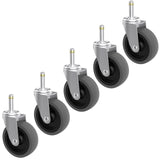 RILIDRI Replcament Casters for Brute Trash Bin Dolly Set of 5, 3-Inch Trash Can Dolly Replacement Wheels - 375LBs per Set