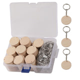 100Pcs Round Wood Circles with Keychain,Blank Round-Shaped Wooden Keychain Set with 100Pcs Wood Blanks,100Pcs Keychain Rings wit