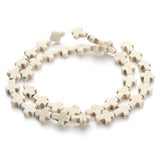 Linsoir Beads Small White Magnesite Turquoise Cross Beads Semi Precious Stone Beads Approx.36pcs/Strand 0.8CMX1CM