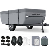 Umbrauto Pop Up Folding Camper Cover Fits 12-14, Upgraded 7 Layers Top Tent Trailer Cover Waterproof Extra Thick Polypropylene Breathable Ripstop Pop Up Folding Trailer Cover