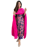 Anni Designer Women'S Cotton Blend Straight Printed Kurta With Pant & Dupatta (Mariyam Blue_M_Blue_Medium),Blue,M