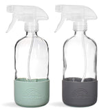 SAVVY PLANET - Glass Spray Bottles for Cleaning, Silicone Sleeve Bottom for Protection, Reusable Glass Spray Bottles 16 Oz With