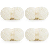 BATELO Velvet Chenille Yarn for Crocheting & Knitting 1440 Yards, Soft Thick Fluffy Bulky Blanket Yarn, 4 Pack of 10.5oz (Cream