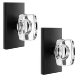 Dllween Crystal Door Knob with Lock, Privacy - Brushed Nickel Modern Rectangular for Bathroom Bedroom, Satin Nickel