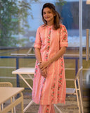 Gosriki Women'S Rayon Viscose A-Line Printed Kurta With Pant (Pisasu Peach-Gs_L_Peach_Large),Peach,,B0F26LD32D