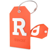 Shacke Initial Luggage Tag with Full Privacy Cover and Stainless Steel Loop - (Letter R)