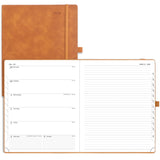 POPRUN Weekly Planner 2026 (Large 8.5 x 10.5) Calendar 12 Months Notebook with Horizontal Layout, Leather Soft Cover, Monthly Ta
