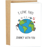 Naixiwen Romantic Globe Birthday Card for Boyfriend Girlfriend, Travel Themed Anniversary Card for Him Her, I Love This Journey