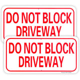 2-Pack Do Not Block Driveway Sign, 14x 7 .04 Aluminum Reflective Sign Rust Free Aluminum-UV Protected and Weatherproof