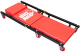 BIG RED 36 2-Piece Padded Rolling Garage/Shop Creeper, Mechanic Cart with Headrest and 6 Casters, Red TR7565R Torin