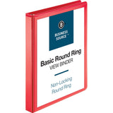 Business Source 09966 View Binder, Round Ring, 1Inch , Red