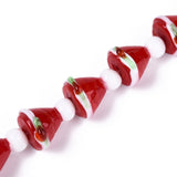 Beadthoven 20pcs Christmas Hat Beads Handmade Lampwork Glass Beads Red Santa Hats Crystal Xmas Bumpy Spacers for DIY Crafts Jewe