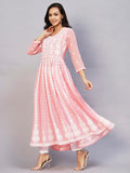 Gosriki Women'S Georgette Chikankari Embroidered Anarkali Kurti (Kari Peach-Gs_S_Peach_Small),Peach,,B0C5RWDHDN