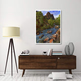 Mt Spry At 5,823 Foot Elevation With The Virgin River Surrounded By Cottonwood Trees, Zion National Park, Utah-Paper Art-38,,X50