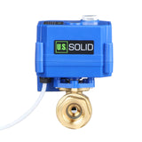 U.S. Solid Motorized Ball Valve- 1/2 Brass Ball Valve with Manual Function, Full Port, 9-24V AC/DC and 2 Wire Auto Return Setup