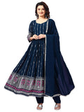 Wedani Georgette Embroidered Anarkali Kurta For Women (In Alpha 2Xl Regular Blue),BLUE,2XL