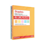 Staples Recycled Pastel Multipurpose Paper, 20 lbs., 8.5-inch x 11-inch, Assorted, 400 Sheets/Pack (14804)