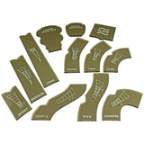 LITKO Template Set Compatible with Gaslands Miniatures Game | Set of 12 | Movement & Maneuvers | Turn Templates | Area Effect |
