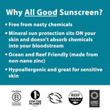All good Zinc Butter Sunscreen - Travel Size, Zinc Oxide Face, Nose, Ears Sunscreen, UVAUVB Broad Spectrum SPF 50+ Water Resista