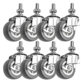 FactorDuty 2 Inch Grey Caster Wheel 3/8-1.2 Threaded Stem Mount Caster Wheel With Locking Brake Polyurethane Wheels Premium Non