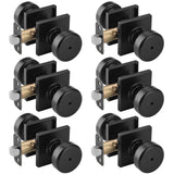 NCSEN 6 Pack Black Interior Door Knobs for Bath & Bed, Pismo Doorknob Turn Lock with Square Rosette, Heavy Duty Privacy Door Kno