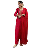 Libas Women'S Silk Blend Kurta Sets (36851O_Pink_Xxl)