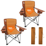 TIMBER RIDGE Oversized Folding Camping Chair for Adults, Support 550 LBS Heavy Duty with Cup Holder Side Pocket for Camp, Lawn,