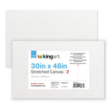 KINGART Stretched White Canvas Set - Rectangle, 30x48 Inch, 2-Pack - 100% Cotton, Triple Gesso Primed - 5/8 Profile Back-Stapled