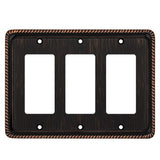Henne Bery Rope Edge Decorative Wall Plate Switch Plate Outlet Cover (Triple Decorator, Aged Bronze)