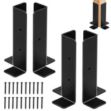 4Pcs Adjustable Post Anchor Brackets, Heavy Duty Half Column Black Support Base for Wood Fence Pergola Railing, Fit 1.5x1.5, 2x2