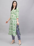 Gosriki Women'S Cotton Blend Straight Printed Kurta With Pant (Qantara Green-Gs_L_Green_Large),Green,,B0CSG3LL8Z
