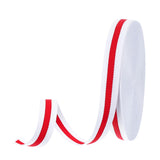 PATIKIL 5/8 White Red Striped Grosgrain Ribbon, 25 Yard Polyester Fabric Stripe Craft Ribbon Double Faced Design for Bow Gift Wr