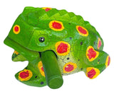 Large 6 Inch Guiros Percussion Instruments Wooden Frog, Wooden Frog Musical Instrument Home Decor Handcrafted Decoration (Green