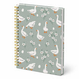 Rusenbao Cute Goose Sage Green Spiral Notebook Journal for Women Teen Girls