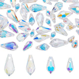 AHANDMAKER 48 Pcs Crystal Beads, 4 Style Clear Crystal Grid Teardrops AB Top Drilled Faceted Glass Beads Chandelier Dangle Penda