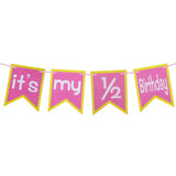 Funcart Its My Half Birthday BannerYellow & Pink for Half Birthday Decoration/Half Birthday Decoration/6 Month/Half Way to One