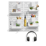 Dualshine Premium Pegboard Combination Kit, White Pegboard Wall Organizer with 4 Small Plastic Panels and 38 Accessories, Ideal