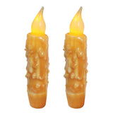 CVHOMEDECO. Real Wax Hand Dipped Battery Operated LED Timer Taper Candles Rustic Primitive Flameless Lights Decor, 4-3/4 Inch, O