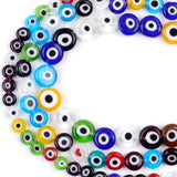 45pcs Evil Eye Colorful Glass Turkish Spacer Beads - Handmade Flat Round Lampwork for Jewelry Making Business
