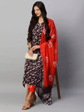 Anni Designer Women'S Cotton Blend Printed Straight Kurta With Pant & Dupatta (Sukar-Blue_Xl_Blue_X-Large),Blue,XL,,,