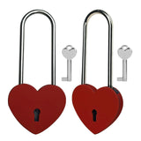 Gradleen 2PCS Single Heart Lock with Key 3.5 Inches,50mm Love Padlock Matte Finish Red Metal Love Lock for Lovelock Bridge,Card