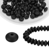 HARFINGTON 100Pcs Silicone Beads 12mm Lentil Rubber Focal Beads Bulk for Pens Keychain Bracelet Necklace DIY Crafts Making, Blac