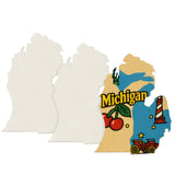 BBTO 3 Pack Michigan Unfinished Wood Cutouts US State 10 Wood Slices Wooden Paint Crafts Christmas Ornaments Pieces for Home Dec