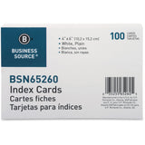 Business Source 65260 Index Cards, Plain, 90lb., 4Inch x6Inch , 100/PK, White