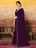Satrani Womens Pure Georgette Saree (3321S163N_Wine)