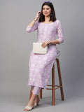 Anni Designer Women'S Calf Length Printed Straight Kurta With Pant Pack Of 2 (Combo-Sachi-Mukh_Multicolor_Small),Multicolour,S,,,