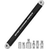 Offset Extension Wrench, Ratchet Extension Bar with 1/2, 1/4 and 3/8 Square Drive Adapters, Impact Wrench Extender for Access to