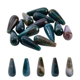 DICOSMETIC 16Pcs Long Teardrop Gemstone Beads 10mm Natural Indian Agate Beads Bulk 15.87''(40.3cm) Loose Stone Bead Strands for