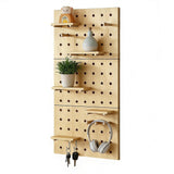 HJZALMI Pegboard Wall Organizer, Wood Pegboard Combination Kit with Shelves & Hooks, Modular Peg Board Panels Storage System for