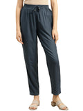 rangita Women Rayon Light Grey Solid Ankle Length Straight Pant, S
